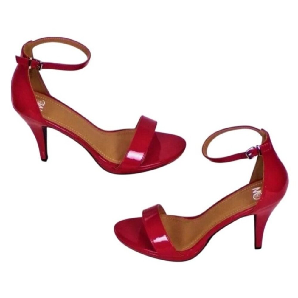 CM Women's Leather Ankle Strap Stiletto Heels Sandals Red‎ Size 9M - Picture 3 of 14